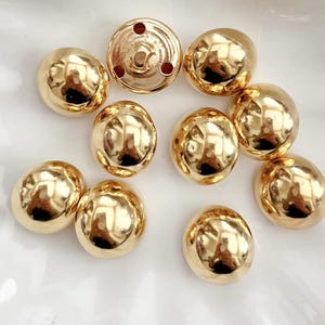 10 botones metálicos dorados sencillos con forma de cúpula para coser, de 15 mm a 25 mm.