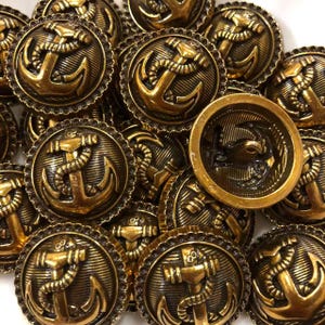 10 pièces boutons en métal enveloppés de corde d'ancre nautique en or vieilli artisanat boutons à queue de couture 13/16 "1 1/8"