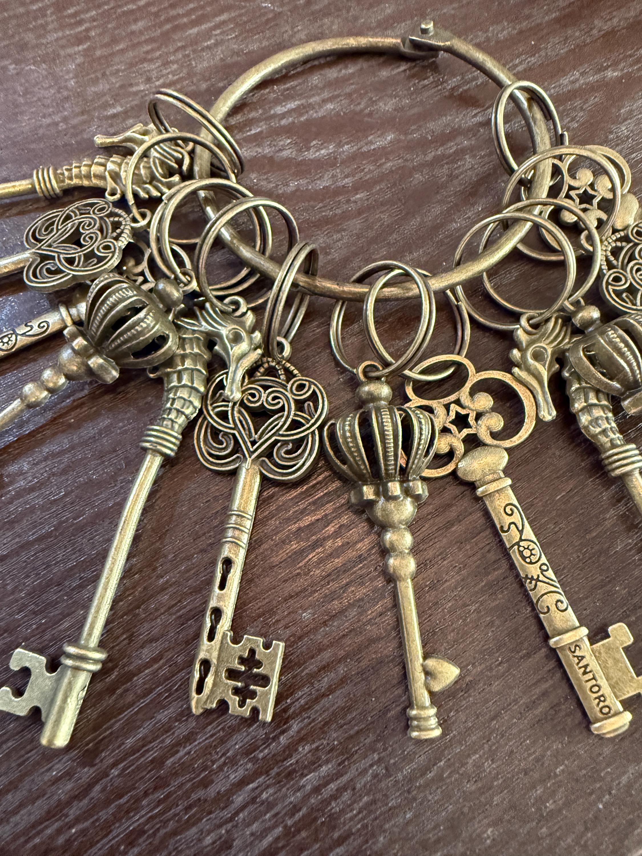 Set of 12 Large Skeleton Keys on A Big Ring Antique Brass Tone ...