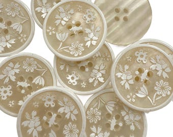 10PC White Flower & Leave Resin Buttons Sewing Crafts Flat Back Buttons 15mm 18mm 20mm 23mm 25mm