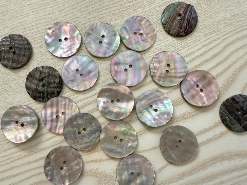 Abalone Shell Buttons 10pc, Natural Mother-of-pearl 2-hole Buttons (17 ...