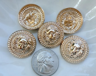 10 botones de metal con forma de león dorado para coser en cárdigans y abrigos, de 15 a 25 mm.