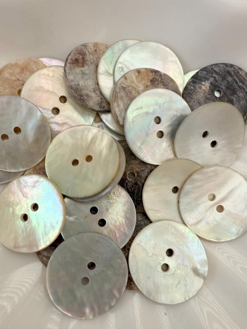 Abalone Shell Buttons: Natural Mother of Pearl, 2-hole, 10mm ~ 30mm ...