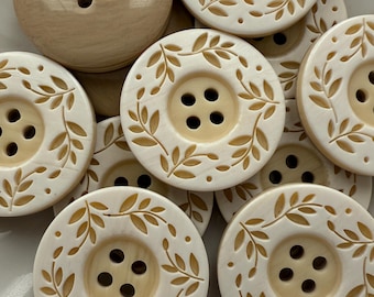 10PC Beige Vine and Leave Resin Sewing Button Flat Back 4 Holes 15mm ~ 28mm