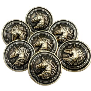 10PC Antiqued Bronze Unicorn Vintage Style Metal Shank Buttons 23mm 18mm