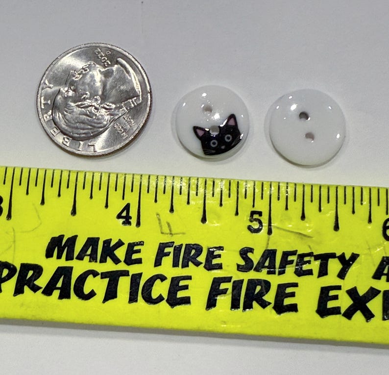 10PC Pearl White Black Cat Resin Buttons Sewing Crafts Flat Back ...