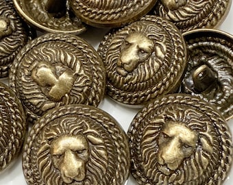10PC Vintage Bronze Lion Metal Shank Buttons Sewing Button Cardigan Coat 15~25mm
