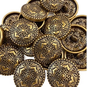 10PC Antiqued Bronze Floral Shank Metal Buttons 23mm 7/8"