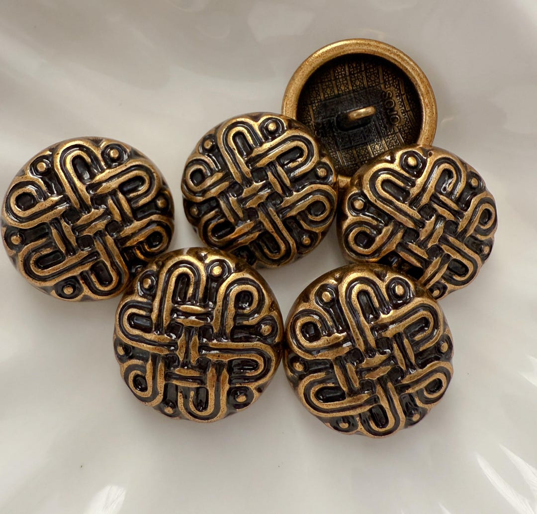 6PC Antiqued Bronze Knot Metal Buttons Crafts Sewing Shank Buttons 15mm