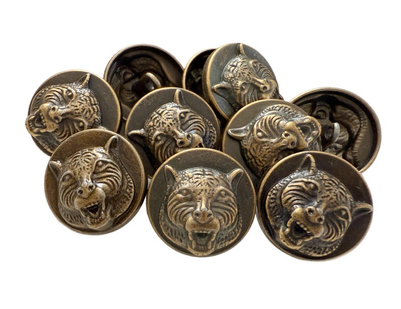 Tiger Shell Button 10PC Antiqued Bronze Tiger Metal Buttons With Shank 20mm - Etsy
