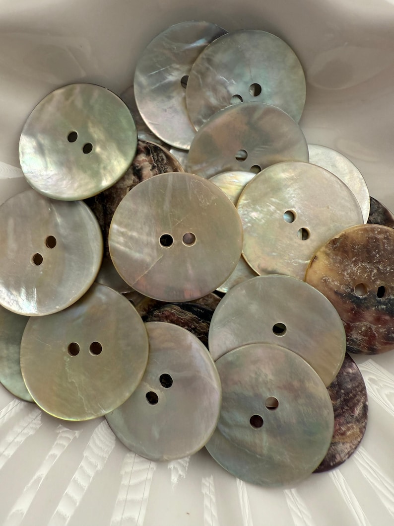 Abalone Shell Buttons: Natural Mother of Pearl, 2-hole, 10mm ~ 30mm ...