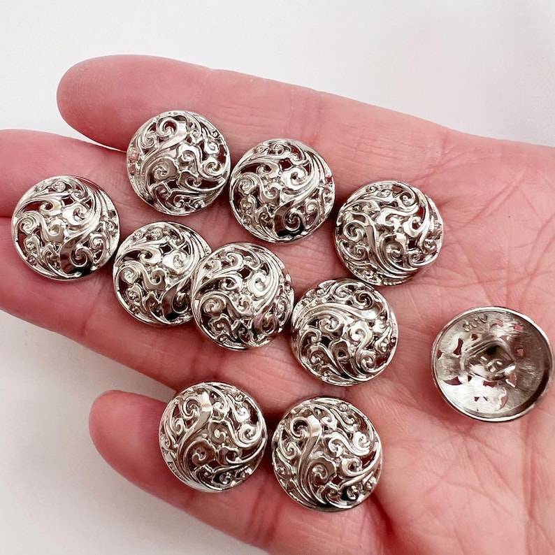 Silver Neck Button 10PC Silver Vines Metal Buttons Sew on Shank Buttons 15mm 20mm 25mm - Etsy