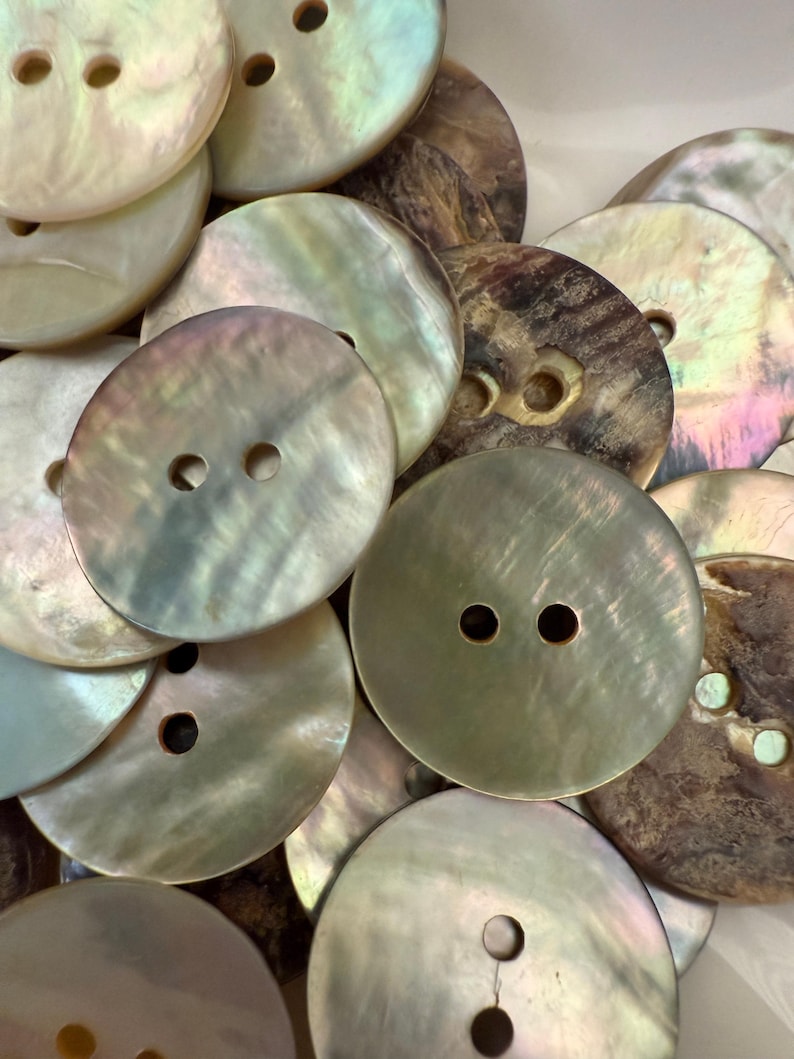 Shell Button Tan Abalone Shell Buttons: Natural Mother of Pearl, 2-hole, 10mm ~ 30mm ...