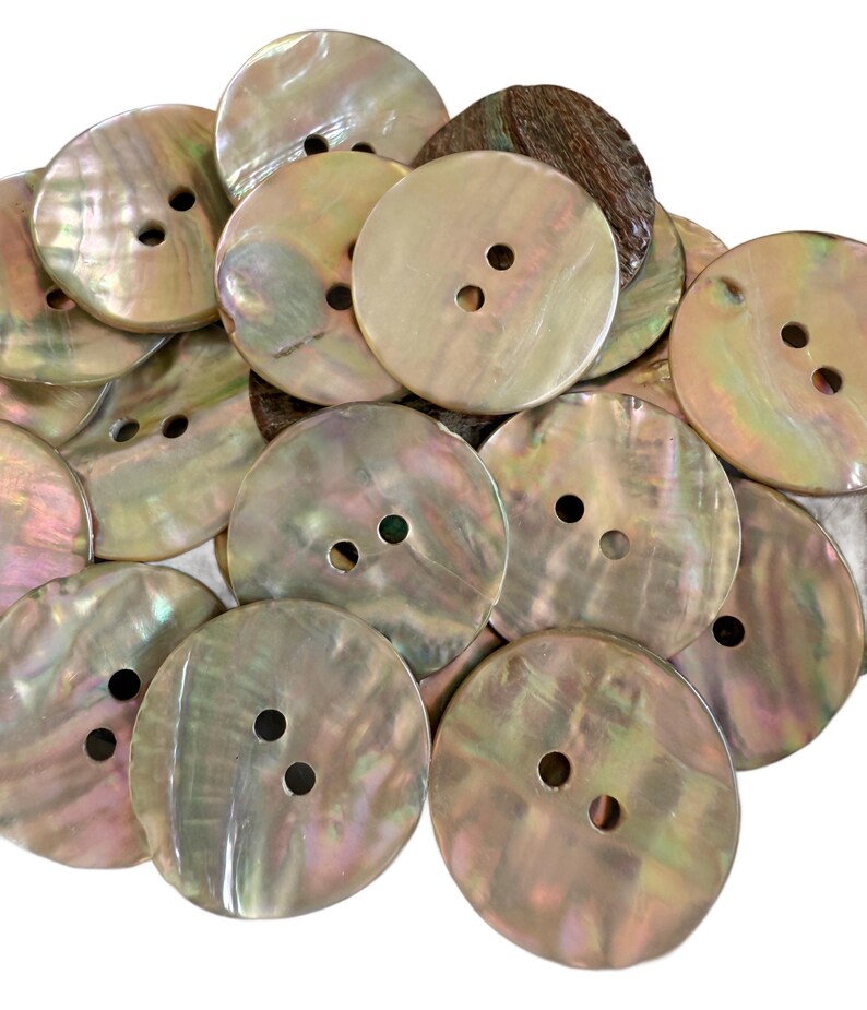 Abalone Shell Buttons: Natural Mother of Pearl, 2-hole, 20mm 23mm 25mm ...