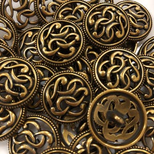6 bottoni in metallo con foglie e viticci in bronzo anticato, da cucire, gambo da 18 mm, 20 mm, 23 mm