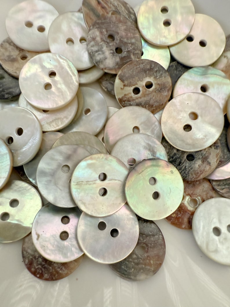 Abalone Shell Buttons: Natural Mother of Pearl, 2-hole, 10mm ~ 30mm ...