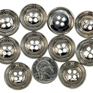 10PC Silver Metal Buttons Flat Button 4 Hole 11.5mm - 25mm