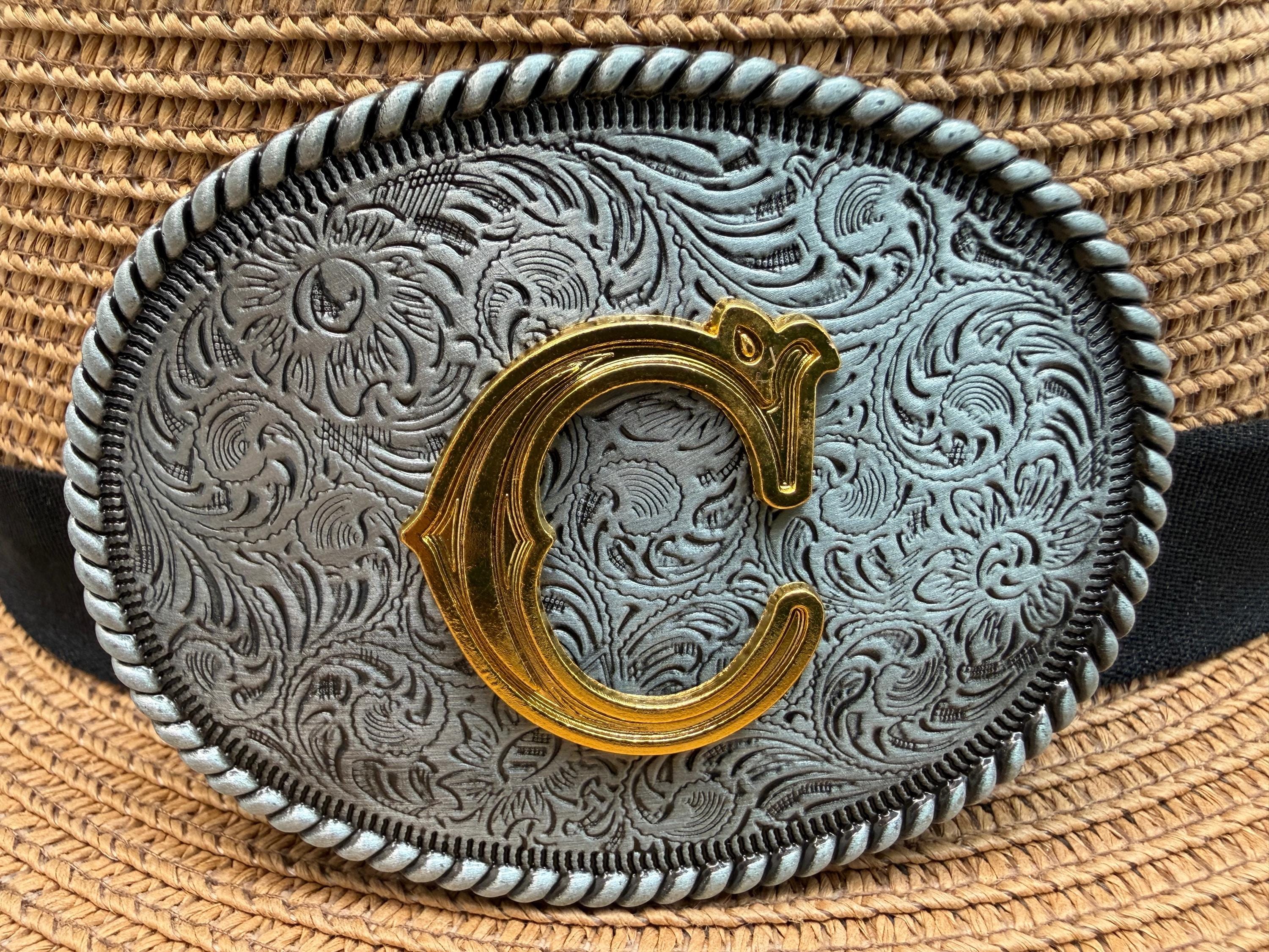 New letter C initial western belt buckle approx. 3.5x2.5\