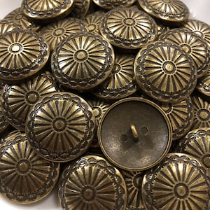 10PC Antiqued Bronze Flower Carving Metal Buttons Sew on Decorative Shank Buttons 15mm 23mm
