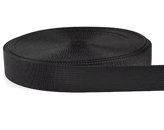 Black Heavy Weight Nylon Webbing: Bag & Dog Collar Strap