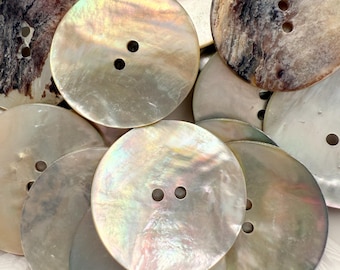 Abalone Shell Buttons: Natural Mother of Pearl, 2-Hole, 10mm ~ 30mm (10PC)