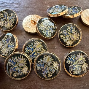 ライトゴールドの花柄エナメルメタルシャンクボタン 10個入り 手芸・裁縫用 18mm (11/16インチ)