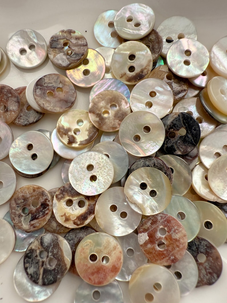 Abalone Shell Buttons: Natural Mother of Pearl, 2-hole, 10mm ~ 30mm ...