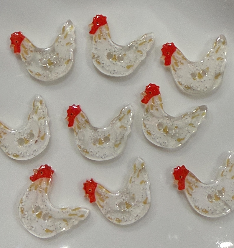 Poultry Buttons 10PC Rooster Resin Buttons Sewing Crafts Flat Back Buttons 17x14mm - Etsy