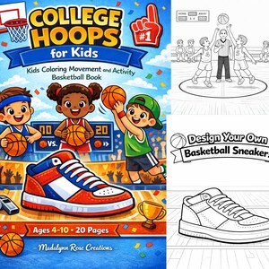 College Hoops for Kids Activity Book | Basketball Coloring, Movement & Bracket Fun | Printable Sports Activities Ages 4–10