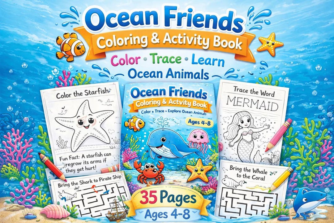 Ocean Coloring & Activity Book for Kids | Ocean Animals Coloring Pages ...