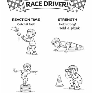 Kids Racing Worksheet Race Car Activity Book for Kids | Design & Movement Games (digital ...