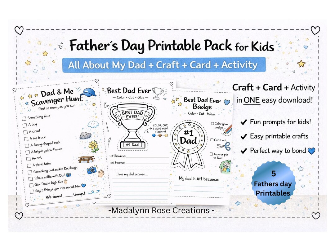 Father’s Day Printable Pack for Kids | All About My Dad | Kids Craft ...