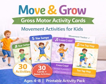 Movement Activity Cards for Kids | Brain Break Printable | Gross Motor Game