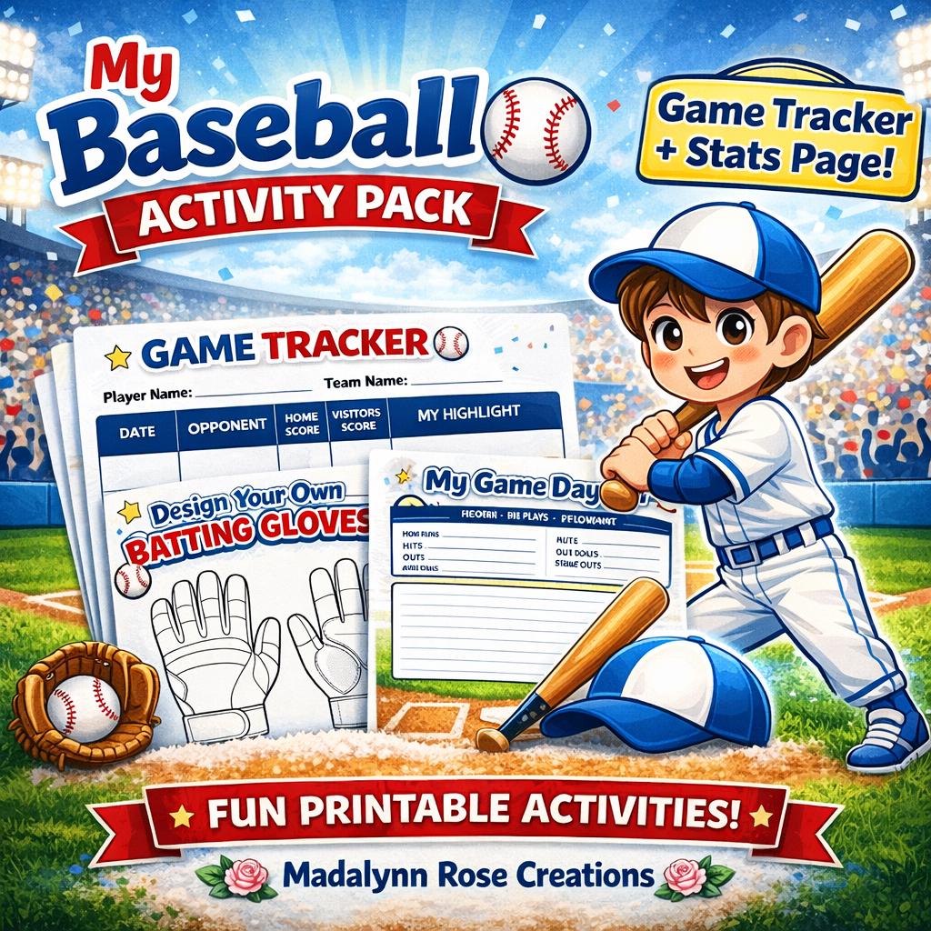 Baseball Activity Baseball Activity Pack for Kids | Sports Printable Bundle, Design Your ...