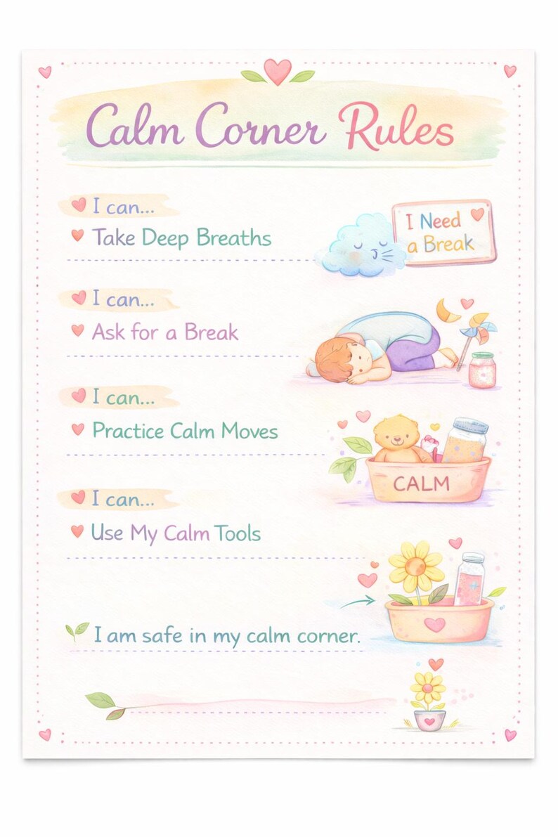 Calm Down Corner Printable Kit | Emotional Regulation & SEL Activities ...