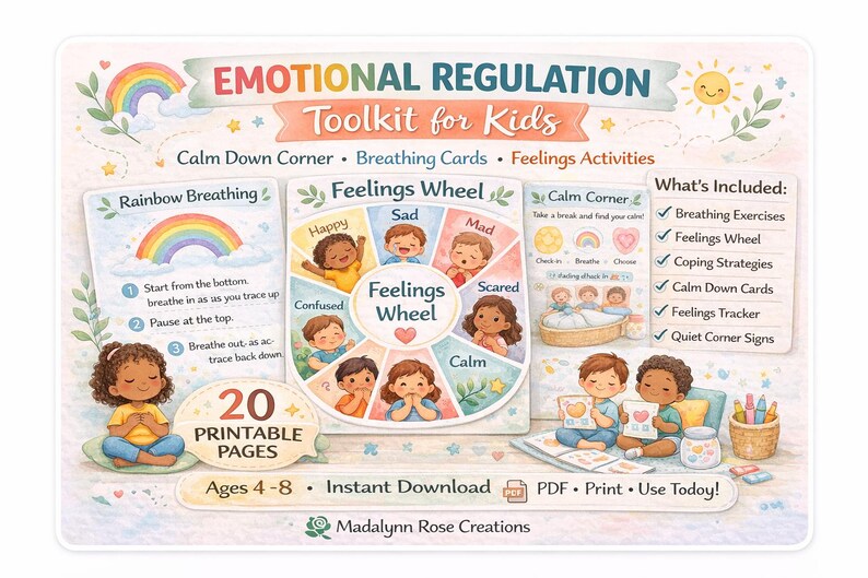 Emotional Regulation Activities for Kids | Calm Down Corner Printable ...