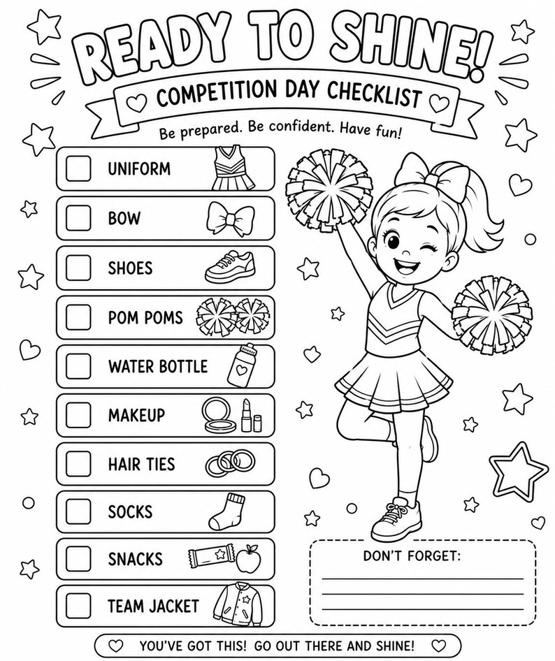 Cheer Activity Book for Kids | Cheerleader Coloring and Movement ...