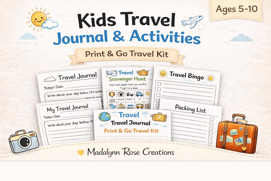Kids Travel Journal Printable | Travel Activity Book for Kids | Road ...