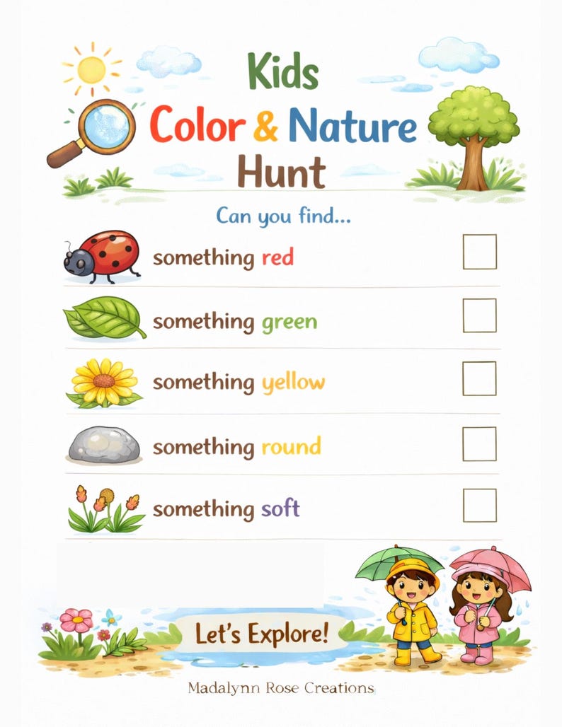Outdoor Scavenger Hunt for Kids Printable | Rainy Day Activities | Bug ...