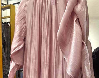 Pink A-Line Abaya Set | Chiffon Hijab, Baggy Sleeves