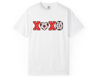 XOXO Heart Soccer Pattern T-Shirt | Valentine Soccer Love Tee