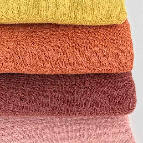 ORGANIC COTTON DOUBLEGAUZE  muslin with 8 natural shades | musselin | hempeä harsokangas | pre-washed and soft