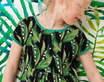 Jersey de algodón orgánico LILY of the VALLEY / Diseño OTTOBRE® / Fabricado en Europa / Impresionante estampado de flores de lirio sobre jersey de algodón orgánico