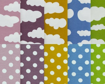 SALE! CLOUDS and DOTS cotton elastane single jersey in 1 m pieces | Made in Europe | lovely quality for babies and kids!