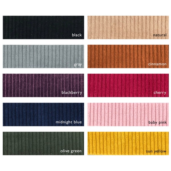 TRENDY CORD wide wale cotton corduroy | 10 beautiful colours | five wales per inch |