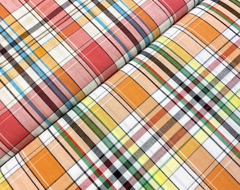 MADRAS PLAID: tela de algodón suave y liviana / ¡2 combinaciones de colores alegres!