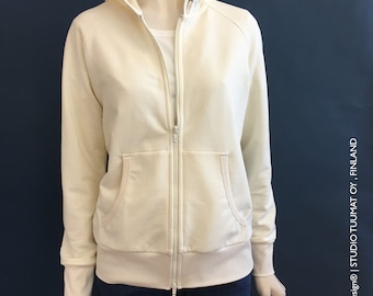 WOMEN&#39;s HOODIE in ENGLISH , E-pattern for a Women&#39;s basic zipper hoodie in sizes 34-52 (eu)  6-24 (us) and 8-26 (uk)