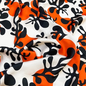 GROOVY 60&#39;s printed viscose satin fabric | high quality viscose with stunning print!