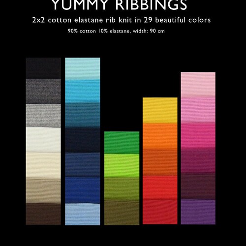 YUMMY RIBBINGS 2x2 Cotton Elastane Rib Knit DIY Color Combo 1 - Etsy