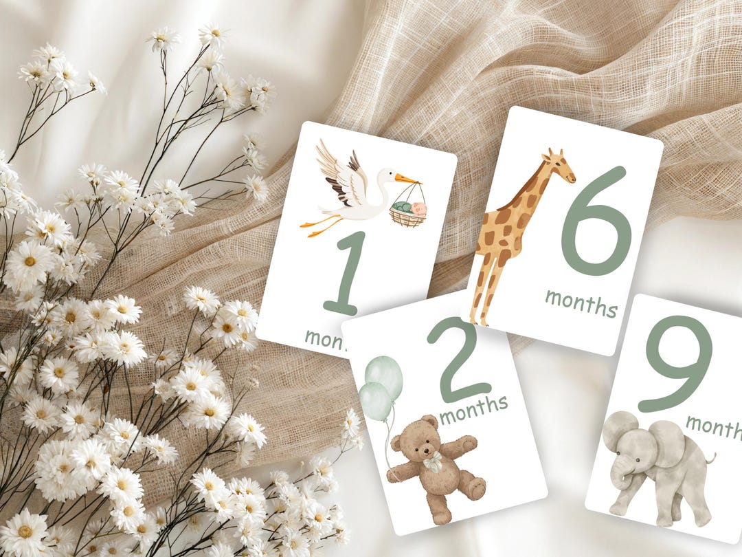 Baby Milestone Cards Printable | Sage Green Monthly Milestone Cards 1 ...
